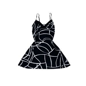 Vintage 1990's Lingerie Black White Zebra Geometric Dress Intimates Sleepwear M